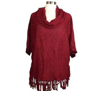 NY Collection "Harah" Red Dolman-Sleeve Cowl-Neck Sweater